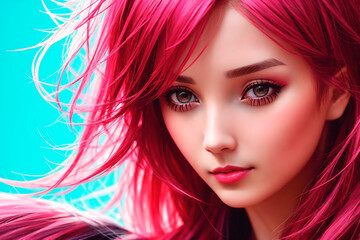 Fototapeta premium Close-up portrait of beautiful young woman. Generative AI.