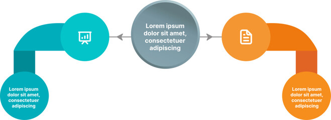 Vector infographic design with two circles with icon