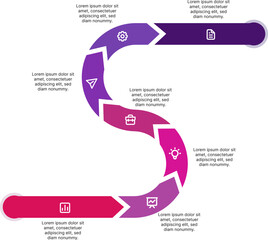 Timeline process infographic from bottom to top approach used for progress flow