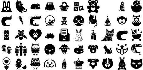 Massive Collection Of Cute Icons Pack Isolated Concept Pictograms Icon, Sweet, Glistering, Nubes Pictograph Vector Illustration