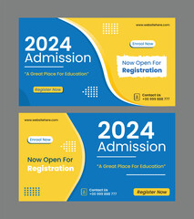 School Admission Banner, Social Media Banner or Post Design, Back to School 2024, EPS 10, Creative School Admission Poster Design	