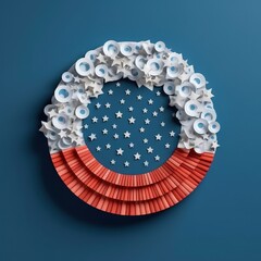 Minimalistic Celebration 3D Paper Cut Craft Illustration for Independence Day Festivities.
