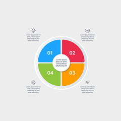 Colorful circle infographic design element with description for stock illustration