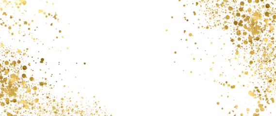 Foto op Plexiglas Gold sparkle splatter border . Gold Foil Frame Gold brush stroke on transparent background.  © AnaNas
