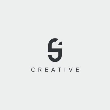 Abstract letter SJ JS logo template - vector.