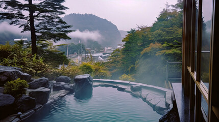 Beautiful traditional Japanese hot springs resort with a beautiful renovated old house and...
