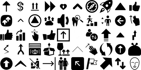 Massive Collection Of Up Icons Collection Black Modern Signs Yes, Icon, Symbol, Finance Illustration Isolated On Transparent Background