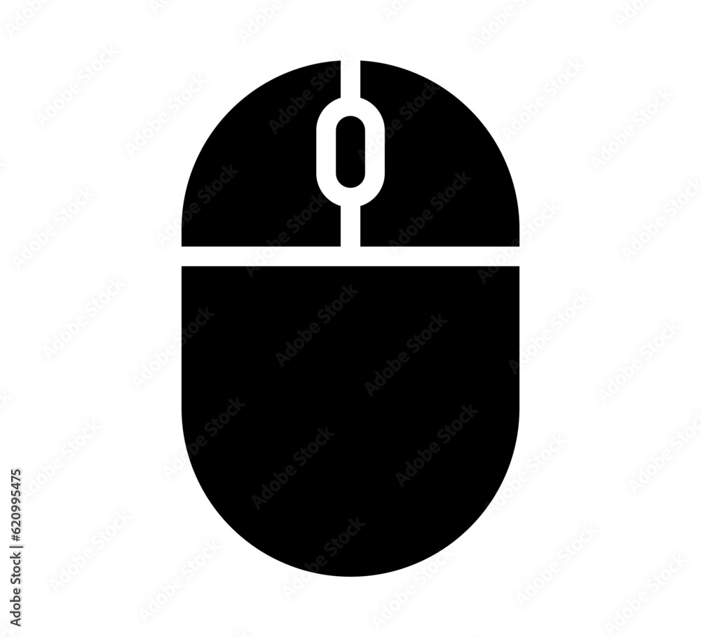 Poster wireless mouse icon. flat black computer mouse symbol.