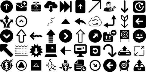 Huge Set Of Arrow Icons Set Hand-Drawn Linear Vector Web Icon Skip, Exit, Infographic, Draw Doodle Vector Illustration
