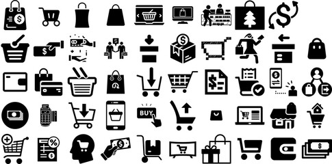 Mega Set Of Purchase Icons Collection Isolated Infographic Glyphs Takeover, Procurement, Icon, Product Clip Art Isolated On White Background