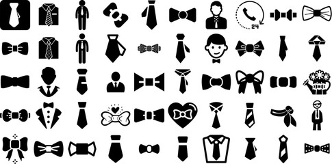Big Collection Of Tie Icons Collection Flat Simple Web Icon Ribbon, Attaching, Icon, Apparel Buttons For Apps And Websites