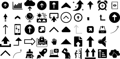 Huge Collection Of Up Icons Collection Linear Modern Silhouettes Icon, Finance, Yes, Symbol Pictogram Isolated On Transparent Background