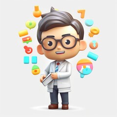 Presentation Prodigy. Cute Businessman Character Nailing the Art of Presenting. isolate white background