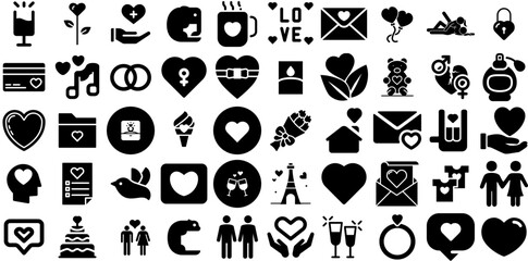 Massive Collection Of Love Icons Pack Flat Modern Pictogram Three-Dimensional, Find, Set, Health Doodle Isolated On White Background