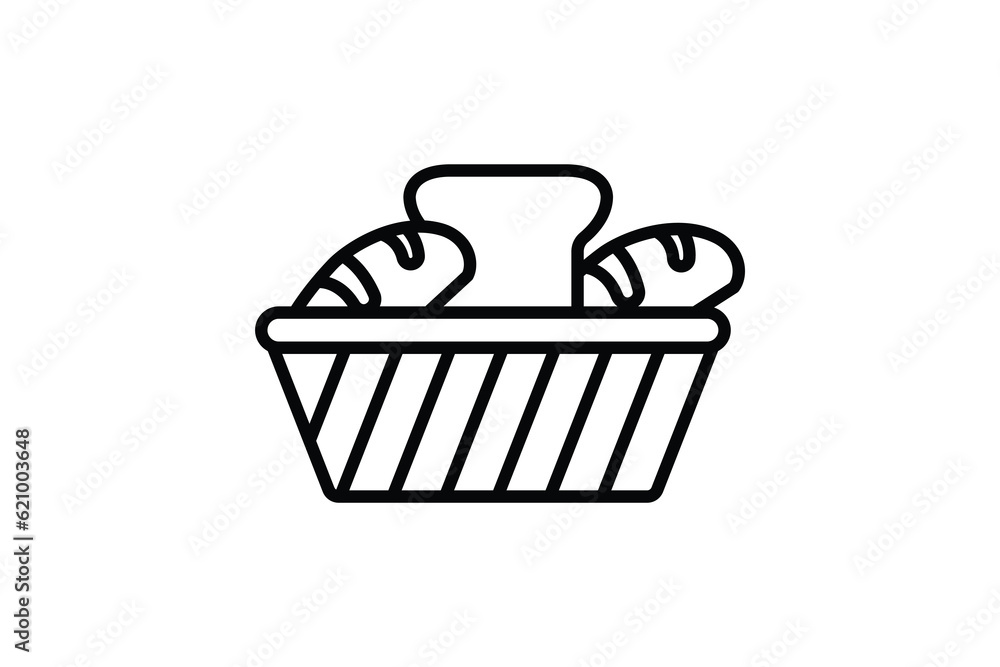 Poster bread basket icon. icon related to element of bakery. line icon style design. simple vector design e