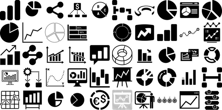 Big Collection Of Diagram Icons Pack Hand-Drawn Black Design Elements Icon, Process, Infographic, Diagram Pictograph Vector Illustration