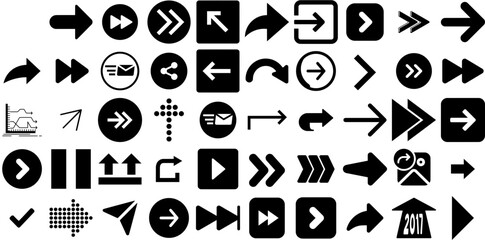 Huge Set Of Forward Icons Collection Linear Infographic Pictogram Symbol, Skip, Previous, Icon Symbol Isolated On Transparent Background