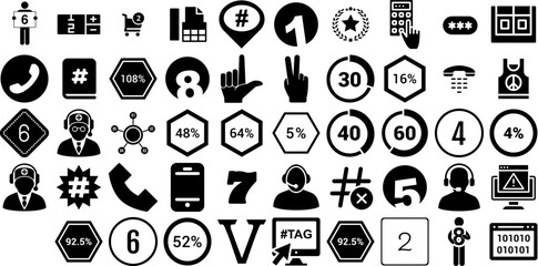 Huge Set Of Number Icons Collection Hand-Drawn Linear Drawing Pictogram Icon, Three-Dimensional, Day, Set Element For Apps And Websites - obrazy, fototapety, plakaty