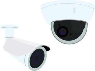 防犯カメラのイラストセット（主線なし）