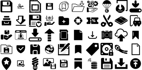 Massive Set Of Save Icons Pack Linear Vector Pictograms Inflation, Investment, Finance, Icon Symbols Isolated On Transparent Background