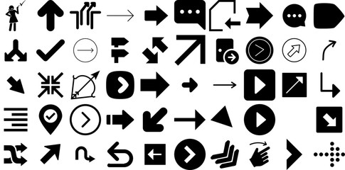 Massive Collection Of Right Icons Set Hand-Drawn Solid Vector Elements Foot, Icon, Way, Homosexual Graphic Vector Illustration