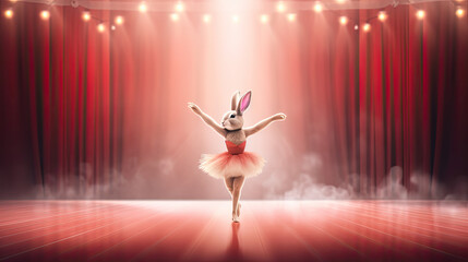 Elegant Bunny Ballerina on Stage