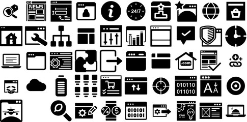 Huge Set Of Website Icons Collection Linear Concept Elements Line, Set, App, Browser Buttons Isolated On White Background