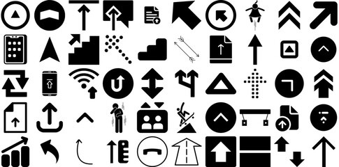 Mega Set Of Up Icons Set Hand-Drawn Solid Infographic Signs Yes, Finance, Icon, Symbol Logotype Isolated On White Background