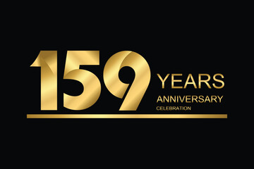 159 year anniversary vector banner template. gold icon isolated on black background.