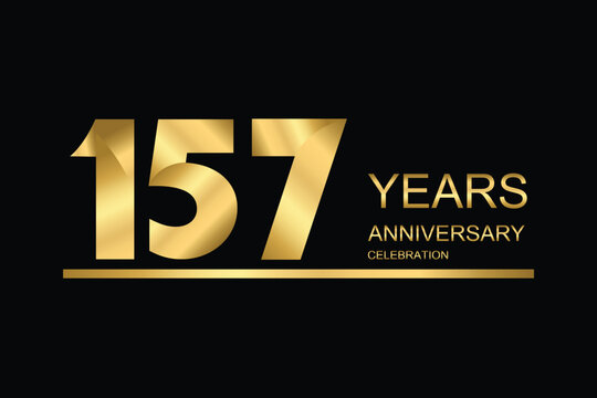 157 year anniversary vector banner template. gold icon isolated on black background.