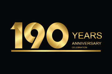 190 year anniversary vector banner template. gold icon isolated on black background.