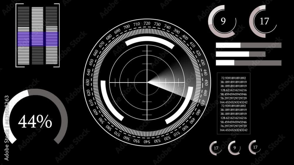 Poster white radar screen scanning information on world map animation background