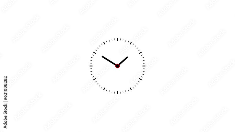 Poster animated wall clock in 24h loop. clock with moving arrows. quartz wall clock on a white background