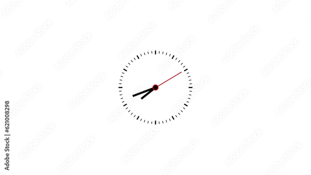 Poster animated wall clock in 24h loop. clock with moving arrows. quartz wall clock on a white background