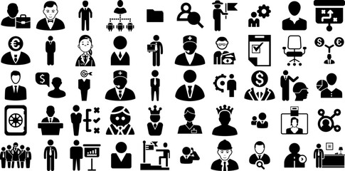 Mega Collection Of Manager Icons Bundle Flat Modern Silhouette Businessman, Icon, Coach, Manager Silhouette For Computer And Mobile