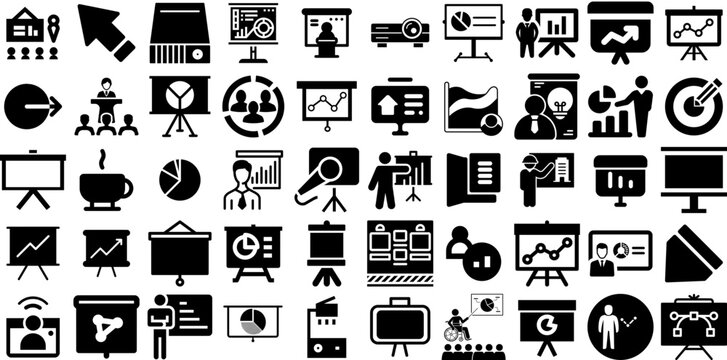 Huge Collection Of Presentation Icons Collection Hand-Drawn Solid Vector Elements Icon, Circle, Curve, Infographic Elements For Computer And Mobile