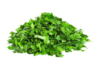 Fototapeta na wymiar Chopped fresh parsley, transparent background