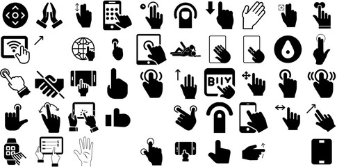Big Set Of Touch Icons Set Linear Drawing Symbol Message, Support, Icon, Web Glyphs For Apps And Websites