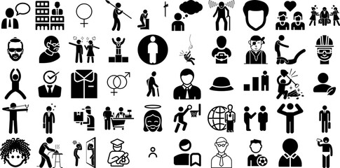 Huge Collection Of Man Icons Collection Solid Simple Elements Profile, Carrying, Workwear, Silhouette Silhouettes For Apps And Websites