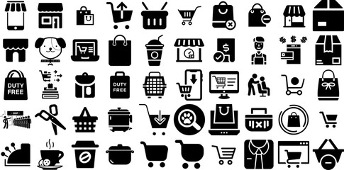 Big Collection Of Shop Icons Bundle Linear Simple Symbols Tool, Icon, Health, Open Pictograph For Apps And Websites