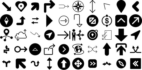 Mega Set Of Direction Icons Collection Hand-Drawn Black Modern Web Icon Way, Symbol, Icon, Renewal Elements Vector Illustration