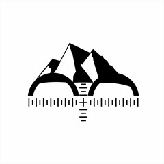 Binoculars logo design with close up view of iceberg.