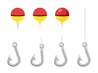 釣り針と浮きのイラスト素材セット © ふわぷか