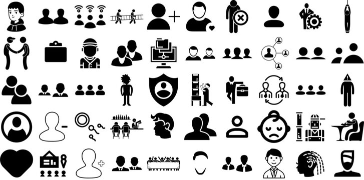 Mega Collection Of People Icons Collection Isolated Vector Symbol Counseling, Silhouette, People, Profile Graphic Isolated On White Background