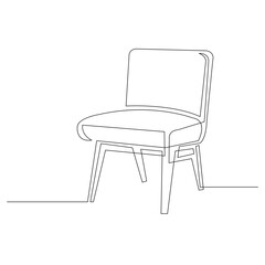 Continuous single one line art drawing of aesthetic modern minimalist cozy sofa chair vector illustration,Scandinavian stylish furniture in simple Linear style. Doodle vector illustration