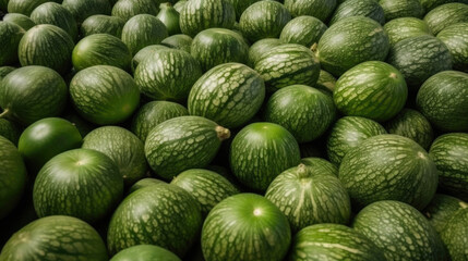Fototapeta na wymiar A Collection of Luscious Green Watermelons. Generative AI