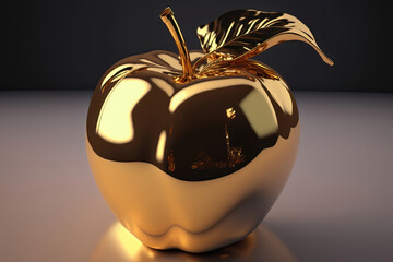 Golden apple trophy, illustration generative AI