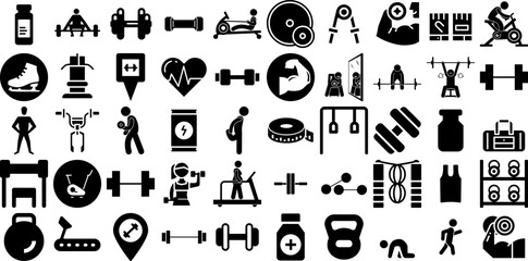 Big Collection Of Gym Icons Collection Flat Simple Web Icon Wellness, Icon, Health, Shoe Symbol Vector Illustration