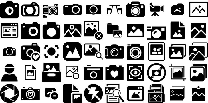 Big Set Of Photo Icons Pack Isolated Cartoon Symbols Icon, Holiday Maker, Silhouette, Ok Silhouettes For Apps And Websites