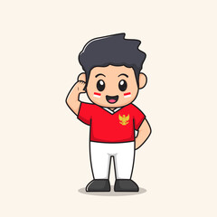 salute cartoon.
flat character vector.
Indonesian Independence day